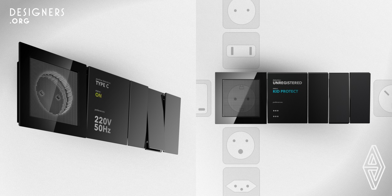 To avoid troubles of existing sockets a new unique product was designed mostly to make it convenient and child safe. Thanks to its multi-functional patent pending pipe design the product especially made for B2B prevents a lot of troubles, allowing to use any kind of input device as well as detect the power consumption and voltage which is needed for the proper work.