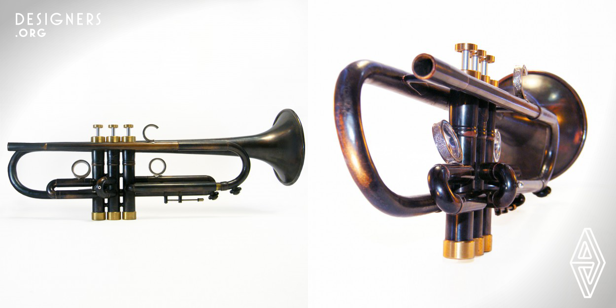 This musical instrument validates the role of design as a mediator of a productive network, highlighting the partners operate in this field for the first time. The trumpet benefits from aesthetic solutions and innovative techniques. The design solutions are focus on the application of handmade filigree rings and new finger buttons. The surface treatment is done with different layers to adjust the sound and make it warmer. The trumpet has been produced with different processes, from craft field to the industrial one and it presents a clean and an efficient design for any musician.