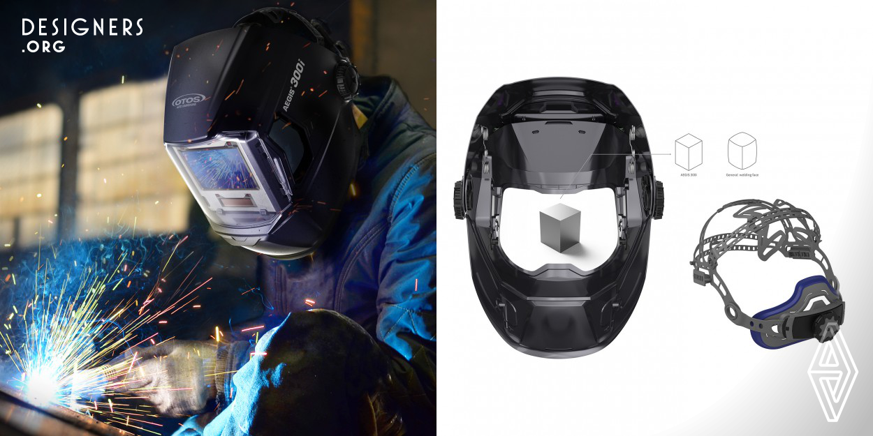 AEGIS 300i is Auto Darkening Welding helmet. The AEGIS 300i is a one-touch HD cover plate multi-helmet that is easy to attach and detach. It is equipped with memory function for user's convenience and designed to be easy to change the cartridge. RealView (primary color) lens reduces the burden on the eyes and makes welding work brighter and clearer. High-purity liquid crystal light scattering lens is applied to prevent glare and eye fatigue.