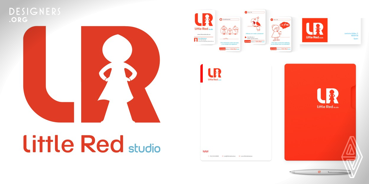 This design is full of meaning. His typography is constructed geometrically as if it were a constructivist poster. It was necessary to give strength and weight to the letters, and the use of the red color gives it solidity and presence. The figure of the Little Red Riding Hood illuminates the R that serves as a frame of reference for the word red. In addition, her pose was chosen because she is ready for action and to face any challenge. His image recalls a world of stories, creativity and play.