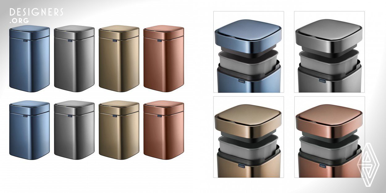 Showcasing rounded edges, the design idiom of this sensor waste bin strives for the right balance between hard and soft contours. Available in four colours,Teza harmoniously blends into the environment. The dark, drain-strainer shaped bottom insert is equipped with a bait compartment which attracts cockroaches but prevents children from getting in contact with the insecticides.The sensor-controlled lid opens swiftly and closes silently.