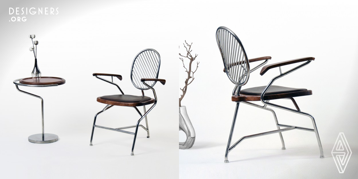 This is a group of leisure furniture made up of chairs and tea table. Its advantage lies in both lively and portable, and has the sense of rhythm. It uses the stainless steel tube after bending welding forming, forming a solid and stable structure as the support frame, the overall shape is smooth, comfortable to use, durable and cost-effective. Tabletop, chair face and armrest use high-grade real wood material, add more sense of design and aesthetics to this set of furniture.