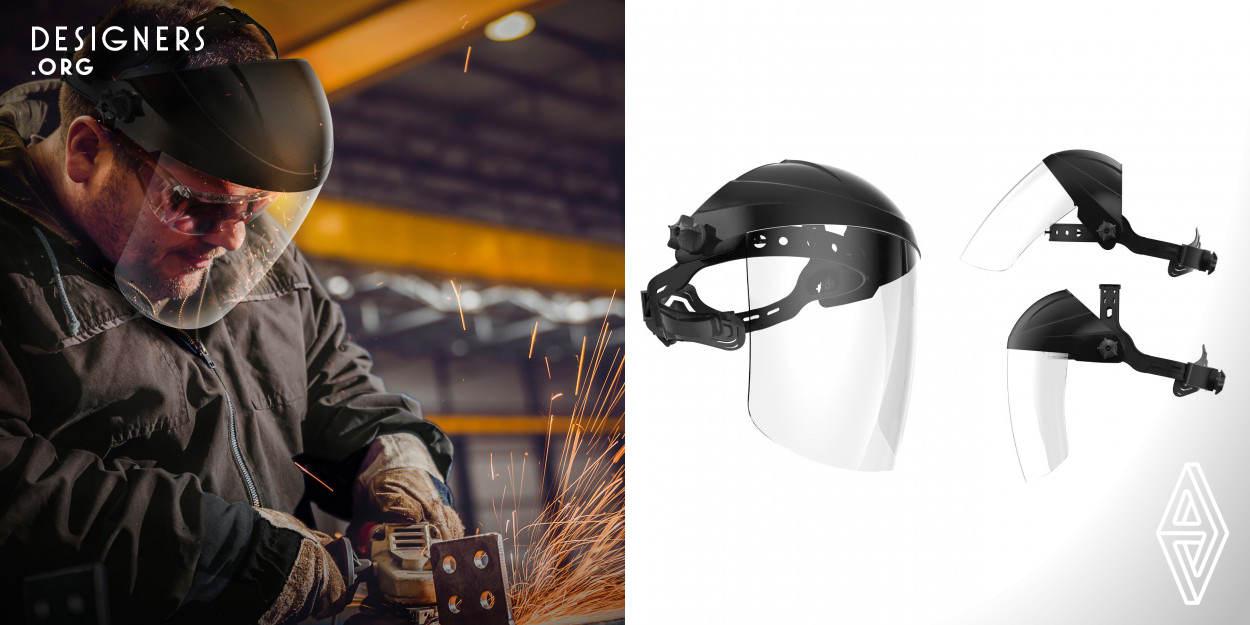 “Flextech” headgear with well-balanced weight and ergonomic fit provides the world best comfort to users. Its ultra light shield lens shows excellent impact resistance, cold tolerance, and heat resistance despite thin thickness. The optical design of the shield lens keeps steady refractive power of both front and back sides. It can be worn with other protective equipment (safety goggles, goggles, mask, helmet).
