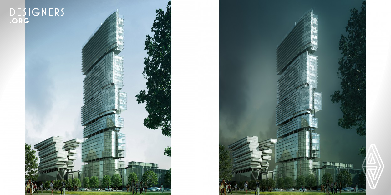 The project explores a composition which not only optimizes views but also strives to present a powerful expression appropriately to integrate with its context. The tower mass straddles the Northern edge of the site to facilitate massing alignment with adjacent “GZ The Place” complex to the East – one of our built projects. The tower mass slenderness gives a strong vertical appearance as edges are focused towards main road intersections. 