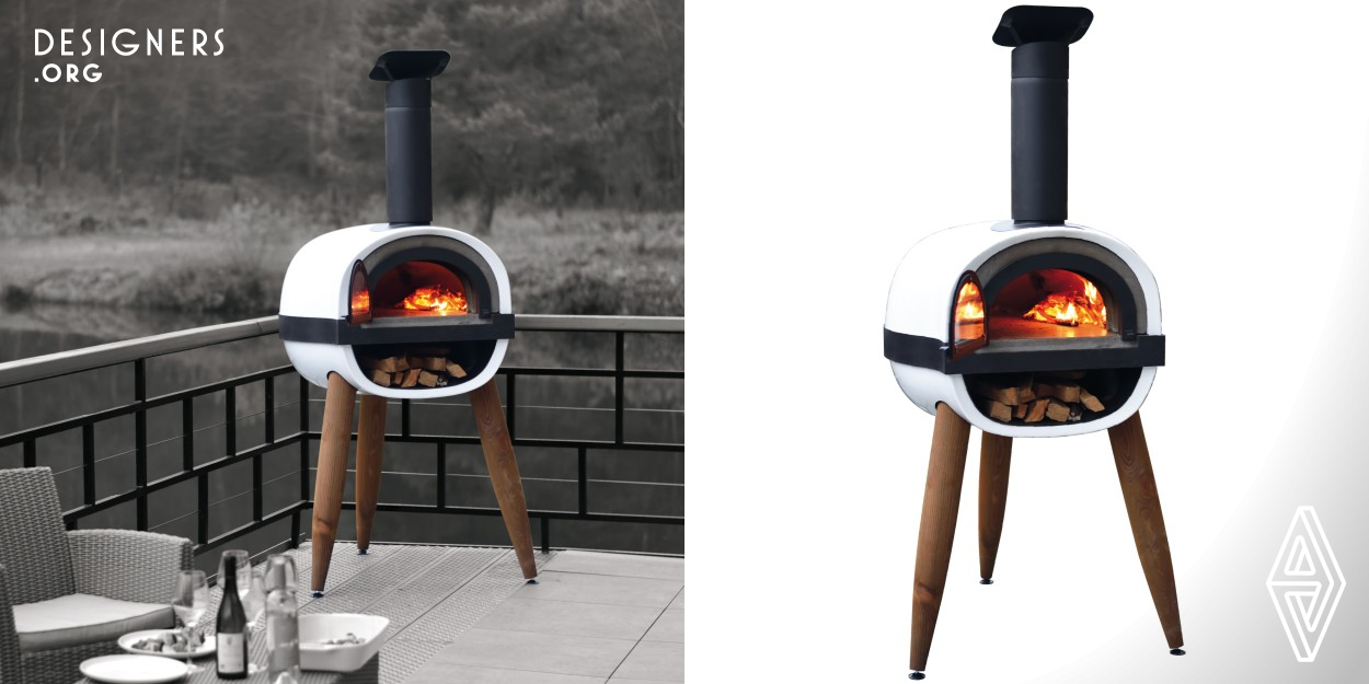 ALFRED is an outdoor wood oven designed with Barbecues design codes to modernize wood fire cooking. The ease of use and security have been worked to provide a powerful wood oven easy to use, friendly and safe. The design uses the best of each material such as glass, cast iron, welded metal, composite, High insulating materials and much more as wood to offer an original and harmonious result. Now cooking slow as fast becomes child's play. With the Alfred wood oven you can cook all year round with a very economical and natural consumption of wood. More than a kamado.