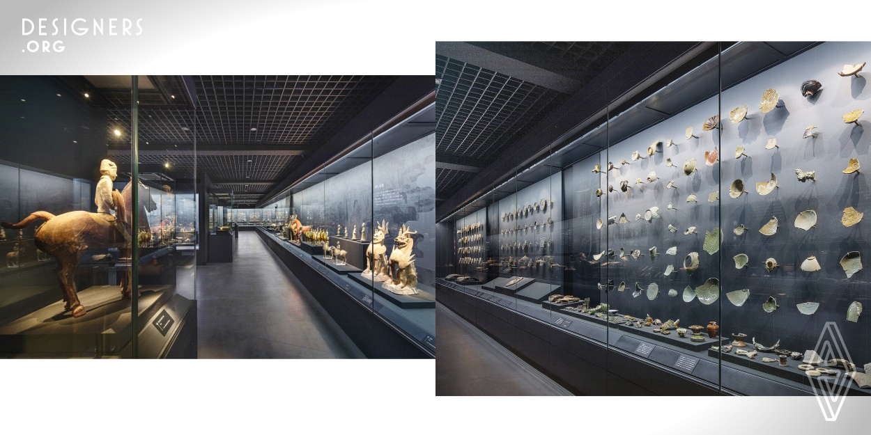 The latest undisclosed archaeological findings of China are on display here. These exhibits have a long history from prehistory to Tang and Song Dynasties, and they are cultural heritage protected by the state. In order to show the new style and the latest research results of Shaanxi Academy of Archaeology, Wilbur Studio carried out the exhibition hall design in 2018. The exhibition is composed of four sections: Discovery, Idea, Science and Technology, Cultural Protection. The new display space design will bring new visual experience.