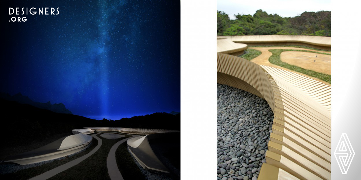 The design is inspired by nature and for admiring nature. The curved ergonomics stargazing profile not just resembles the dynamics of the scenic shoreline of Sai Kung, but becomes a harmonic overtone of nearby landscape. A tranquil and comfortable spot for the busy Hong Konger to lie down and feel the beauty of the night sky. The light wood color with a touch of timber grain blend the design into Mother Nature. As a counterpart to the vivid city, the design is a window to unveil the natural side of Hong Kong to local and tourist hikers, provoking a rethink of the image of Hong Kong.