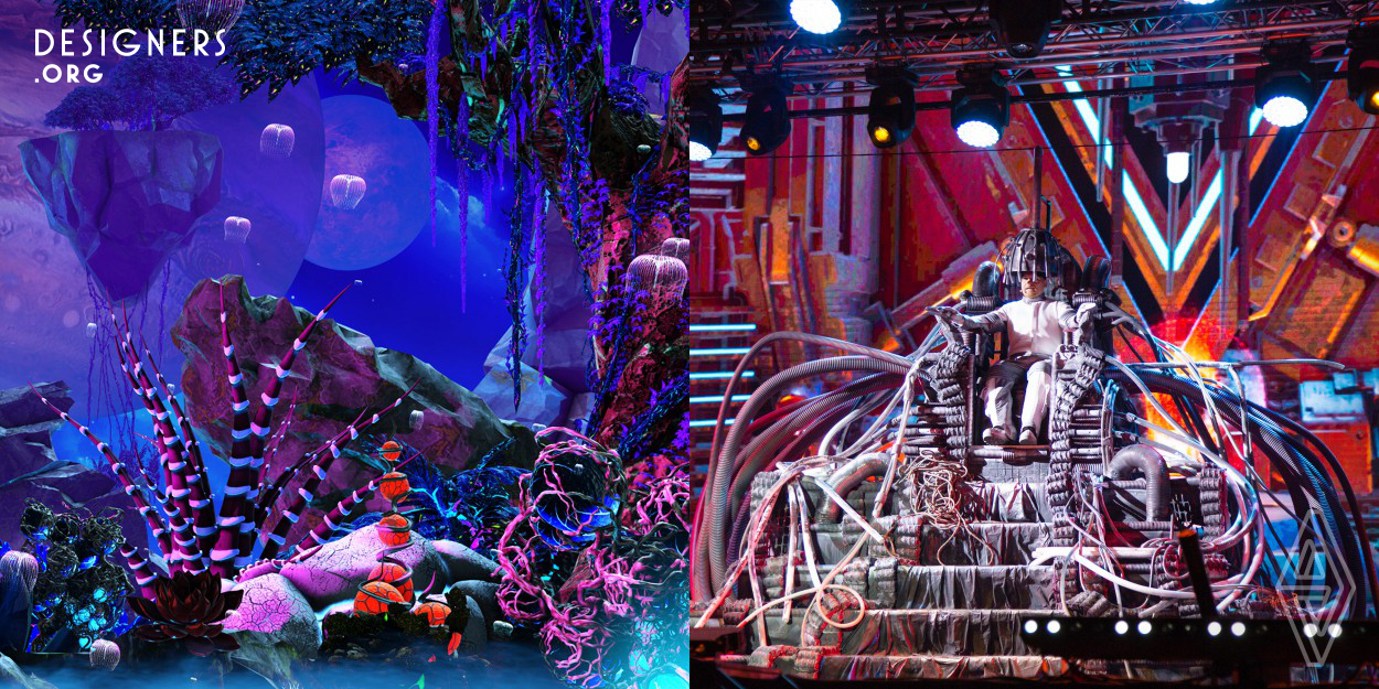 This production involves more than 200 square metres of screens. Volumetric lighting and complex decorations immerses the audience into a new galaxy, that no one has seen or imagined before. Light and sound effect power is measured in thousands of megawatts; and all performances are based on futuristic technologies. This show has been a great success among viewers of all ages and constantly sold out to full houses.So far 19 countries have applied and are waiting to see the world tour of this magical show.