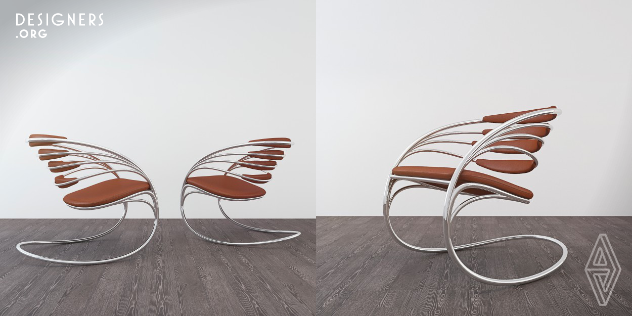 Designers can always concretize the objects and present their works with observations on the world. Symphony Number 7 is based on the inspiration from the light musical dance steps, transforming the melody into the frame to uphold the body, users can be satisfied with visual pleasure as well as well interaction. The chairback consists of four curves with the radian conforms to ergonomics, providing users not only comfort, but also a healthy sitting posture, so that users can enjoy the wonderful experience when seated.