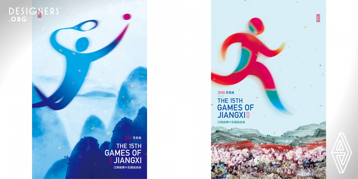 This series of posters is designed for the 2018 Jiangxi Provincial Games. The Jiangxi Provincial Games were held in Jingdezhen, China's ceramic city, which is well-known in the world. Jingdezhen has a history of ceramic culture for thousands of years. Therefore, the poster design combines ceramic culture with sports.The special feature of these posters is that they combine sports symbols with ceramic culture to convey urban culture and sports aesthetics. The special feature of these posters is that they combine sports symbols with ceramic culture to convey urban culture and sports aesthetics.