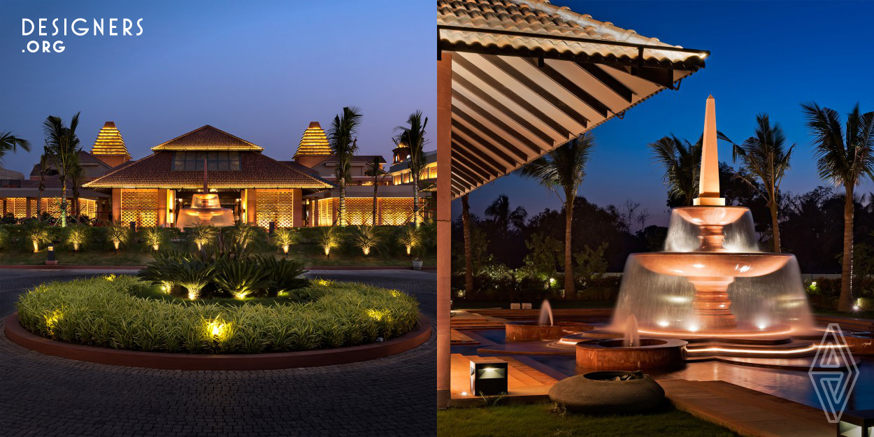 The design of the entire project speaks and reflects the aura of cultural heritage. The design elements which are native to Gujarat, like step well,have been used in the planning of this vast landscape. The entrance of the club house has been ornamented with a stone carved fountain which majestically welcomes all the guests. The entire landscape is designed in a way to elevate the beauty of the club house. Every step taken in this area, makes one feel connected to the Indian culture & heritage.