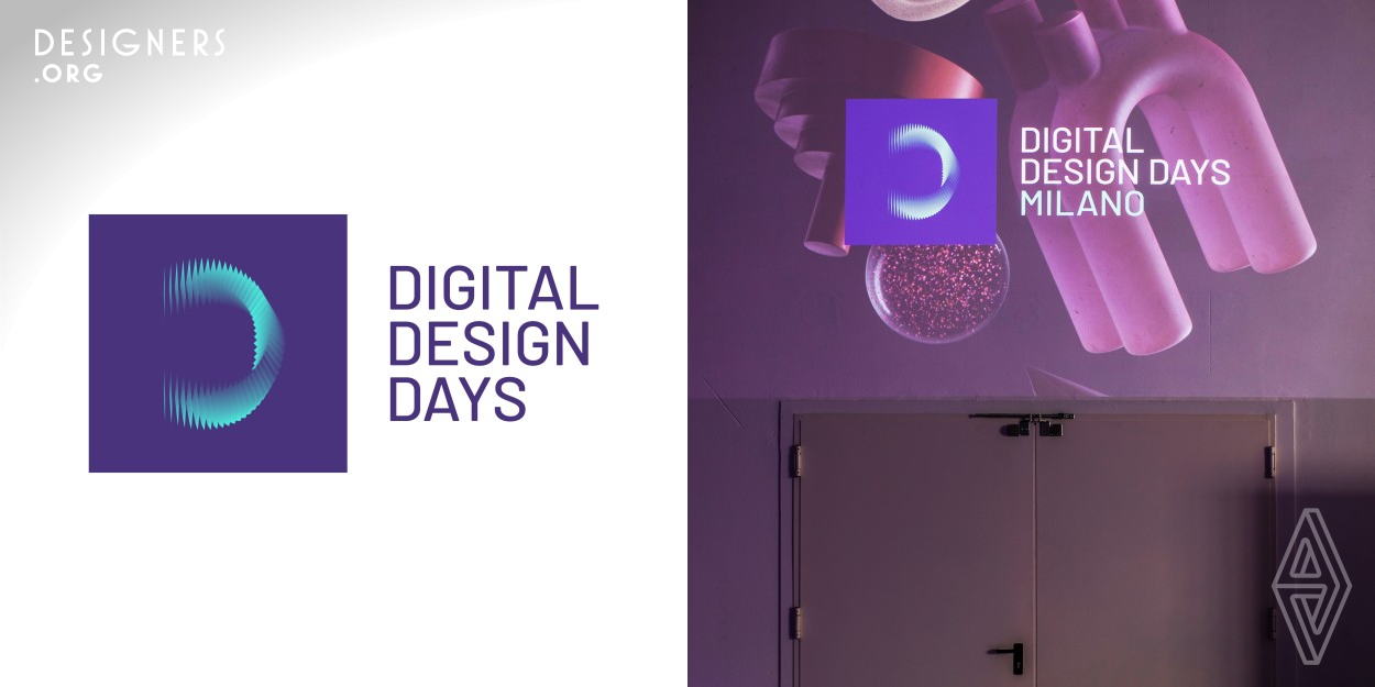 Digital Design Days is an international event created in 2016. The new brand signature is a responsive sign, able to adapt to the dimension of usage by changing the frequency of the single elements and to obtain a more efficient utilization in every different application. The D that has been chosen is light, energy and movement, composed by different single elements that come together to define it.