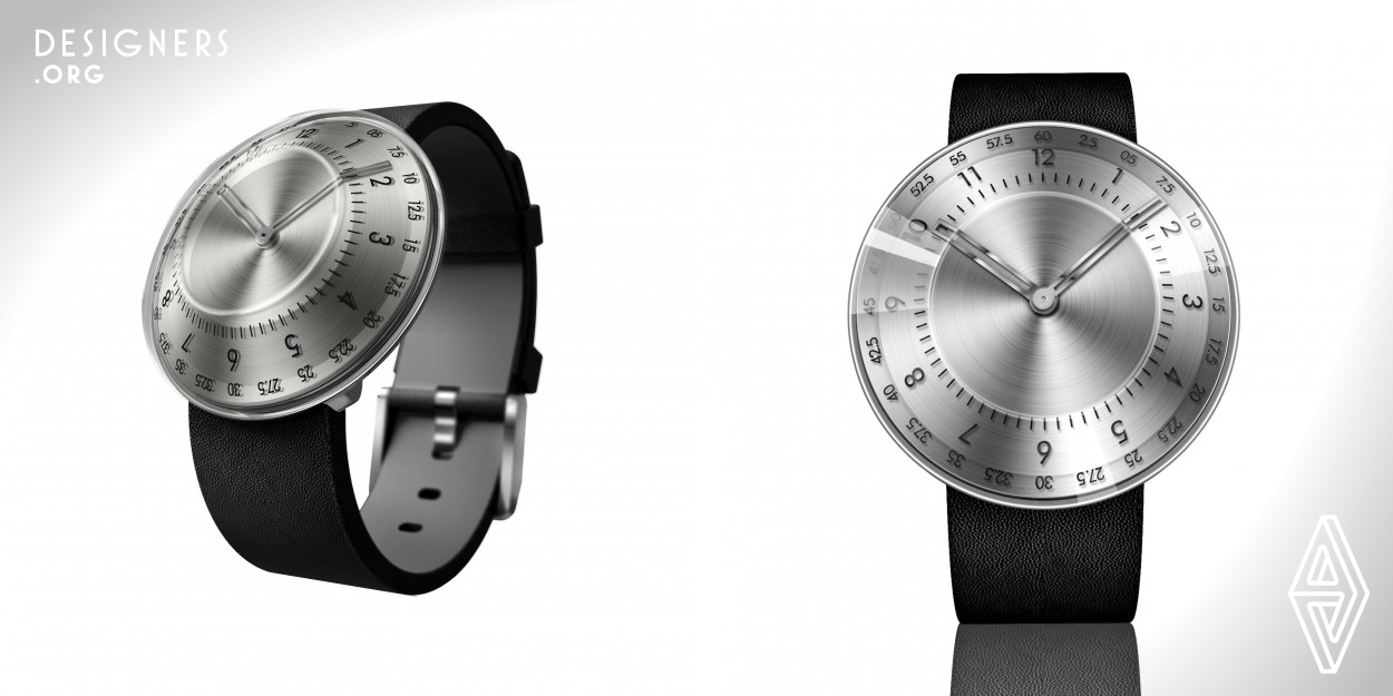This design idea canceled the face plate of watch, and subtly cancel the crown. Widened the stereoscopic sense of reading time, from graphic to solid effect with stylish appearance in technology.To eulogize the minimalism, Large glass becomes the focus of the watch and increased the sense of space in watch. The glass bottom is decorated with star-shaped time and scales. The crown is hidden at the bottom to get a full picture. Improve the visual enjoyment of consumers and provide the front also reading time experience.