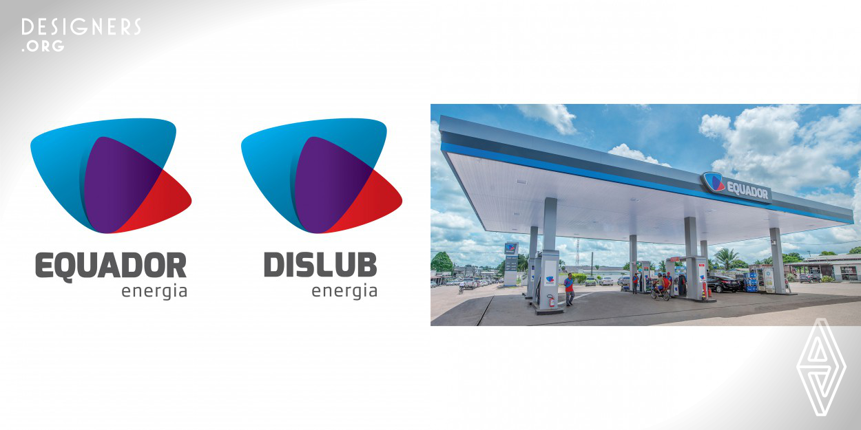A new logotype for the two Grupo Dislub Equador existing gas stations networks: Dislub energia, based in the northeastern region of Brazil and Equador energia, in the Northern region of the Amazonas. Both companies worked independently one of the other but now after the rebranding both shows an identical image in a way that the consumers starts to perceive them as one, that was the main objective for the redesigning. An implicit symbolism, representative colors, a new typeface and organic shapes were the main elements chosen for this brand redesign.