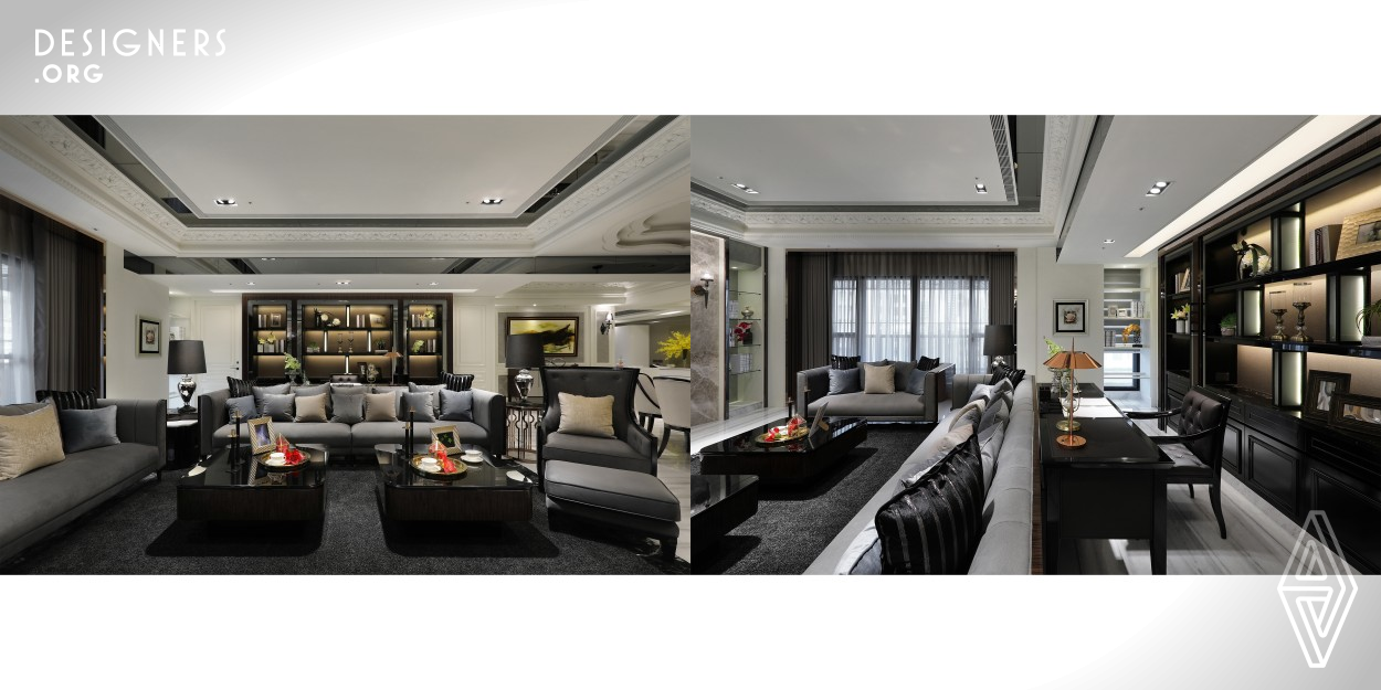 Being modest in classical and matured in delicateness, which exemplify the low color saturations and classical languages of this residence interior design that demonstrates the composed momentum. The color ideas primarily consist of the black and white.