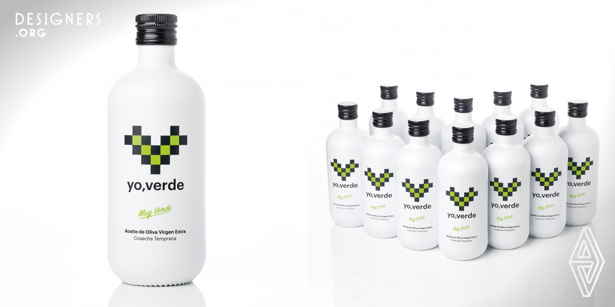 A synthesis exercise for this design inspired by classic syrup jars. The name is the insignia of the product that justifies the green color of the oil inside. On the front, the logo is constructed from the pharmaceutical cross forming a pixelated heart. The sober and artless design that uses a message associated with health and its content.