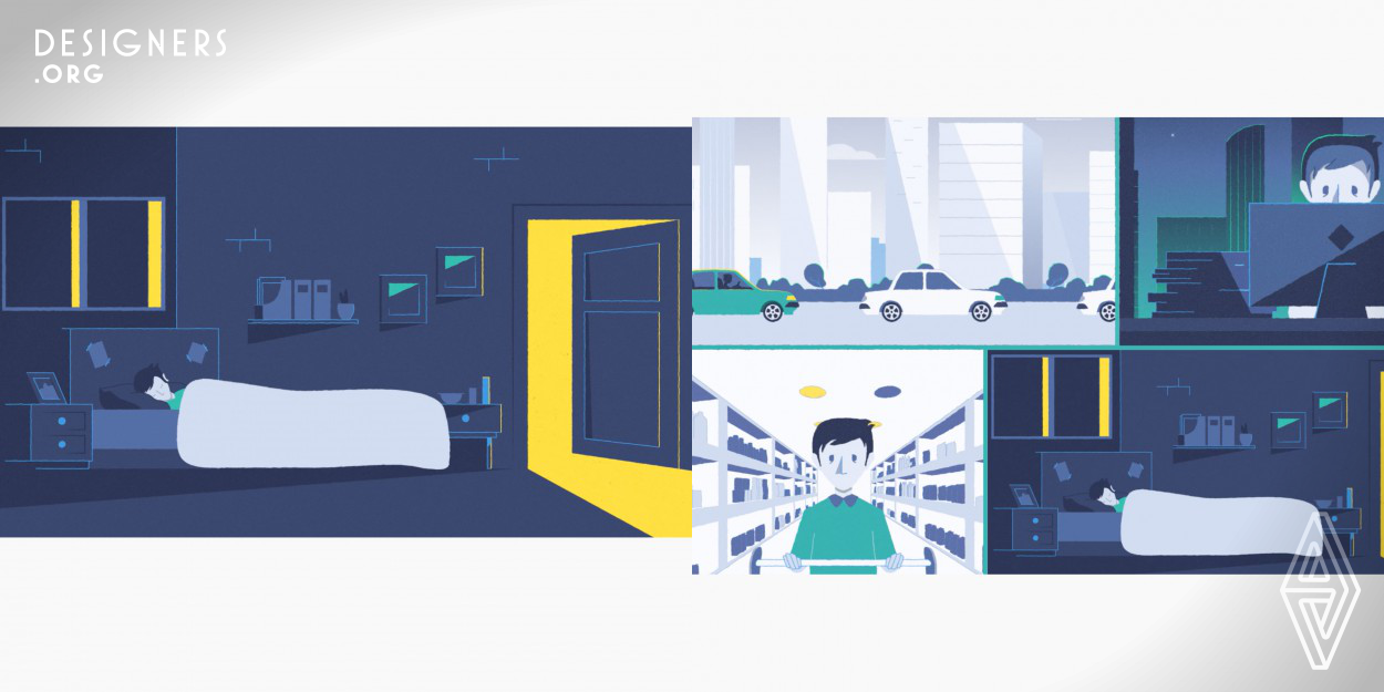 This project is 1 min spot as a part of a new animated campaign for Saudi Hollandi bank video promoting a mobile app, A striking style with complementary color schemes, this approach focuses on the highly stylized character and graphics. A minimalistic approach combining simple, yet highly stylized illustrations with a smooth animation flow. Integrating within it the main brand colors and schemes