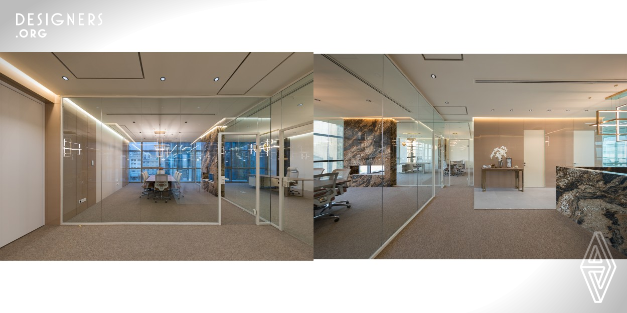 The main concern of this project was to solve the dilemma of columns and unused spaces between these columns, which were covered with wall panels. Eventually an efficient and consistent wall was created for each space. The next important issue was the design of the communication between the internal managers of the company, where the rooms were designed and put together so that the related staff would stay in touch and be in a completely transparent and intimate environment.