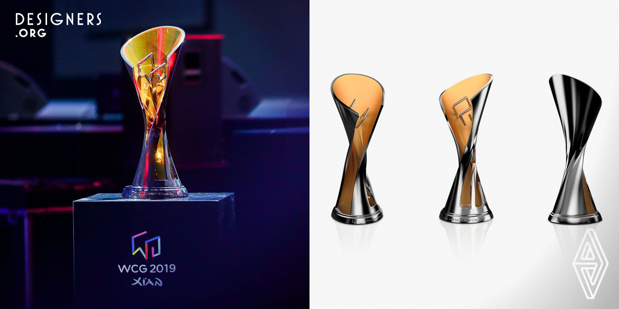 The design for the WCG Champions trophy was developed for the winners of the recently returned World Cyber Games tournament series. Reserved only for the top players, the 60cm tall, black chrome and gold trophy represents the dedication and sacrifice required to accomplish such a feat. The design successfully integrates the WCG cube motif within a futuristic hourglass frame, combining modern beauty with the feeling of discovery.