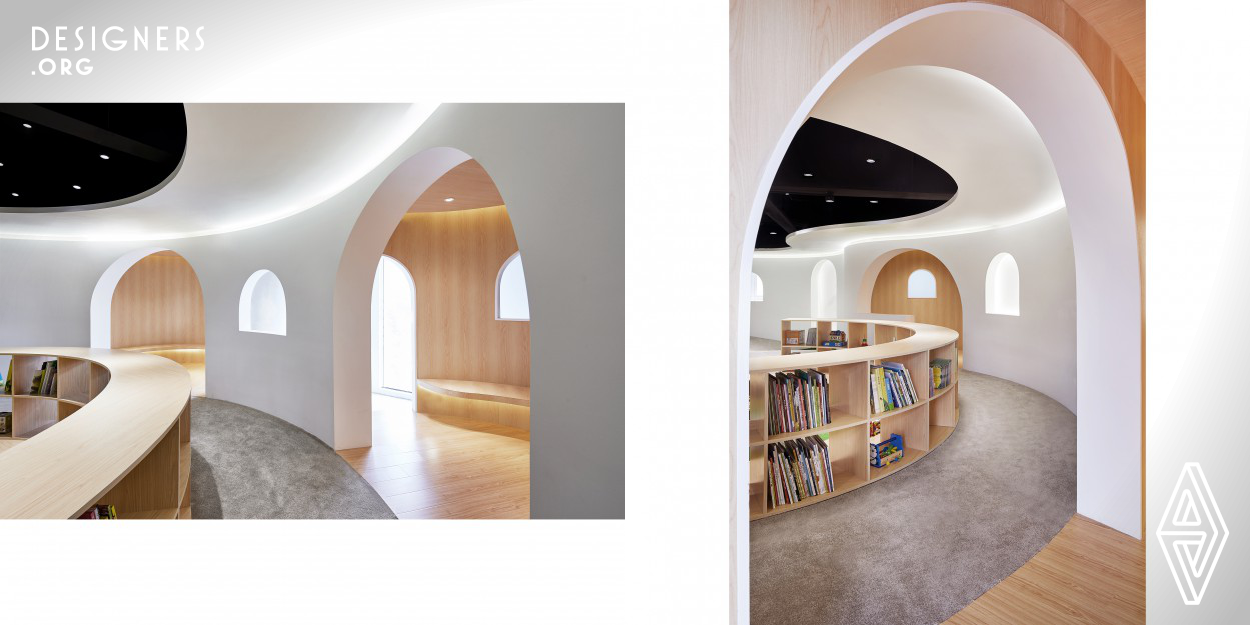 It is essential for children to have a safe and high-quality environment as they embrace the world in its various perceptive aspects. The smoothly curving plan speaks all for itself, curved walls not only feel more comfortable, but also enhance the perceptibility of space in a child. Square corners, hard materials and even straight lines are avoided wherever possible for the sake of better protection.