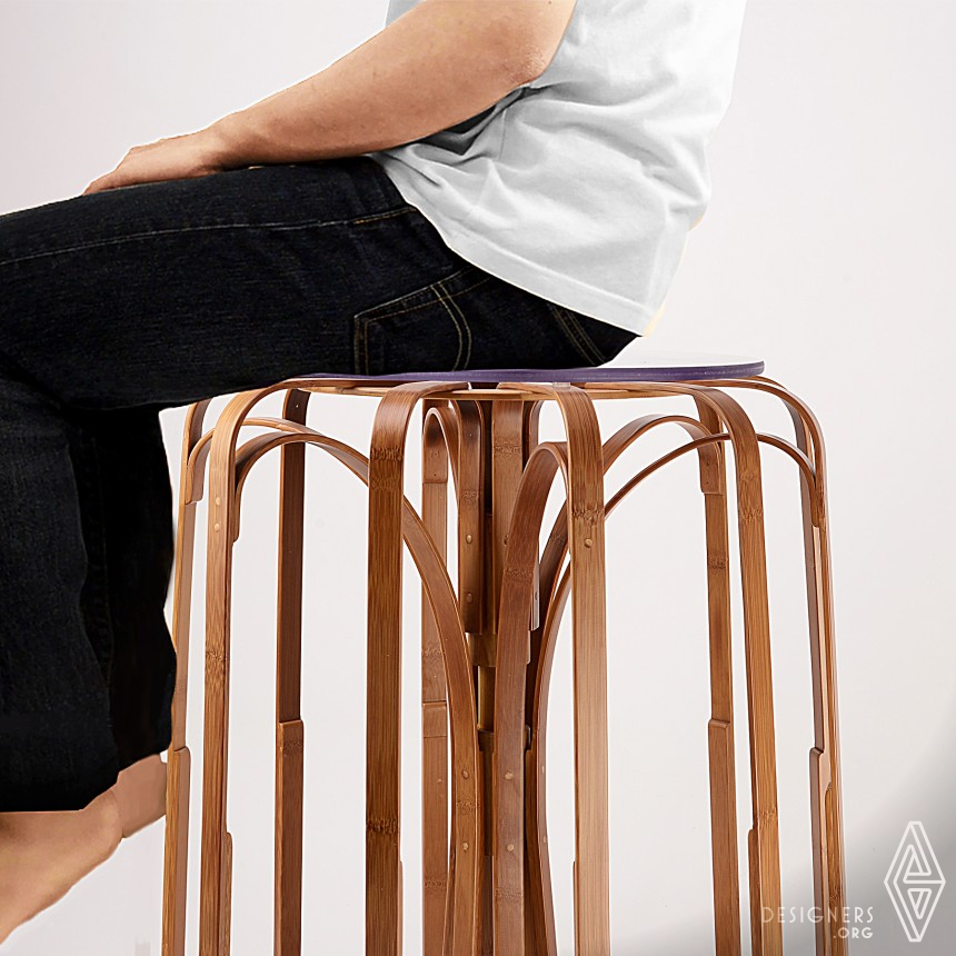 Laminated Bamboo Retractable Stool by ChungSheng Chen