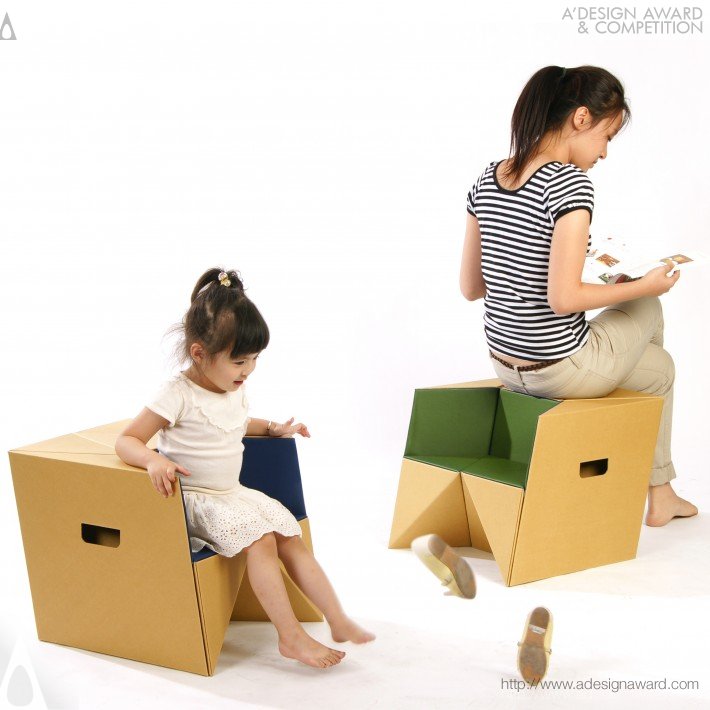 S-Cube Stool, Child Chair, and Step by Daisuke Nagatomo and Minnie Jan