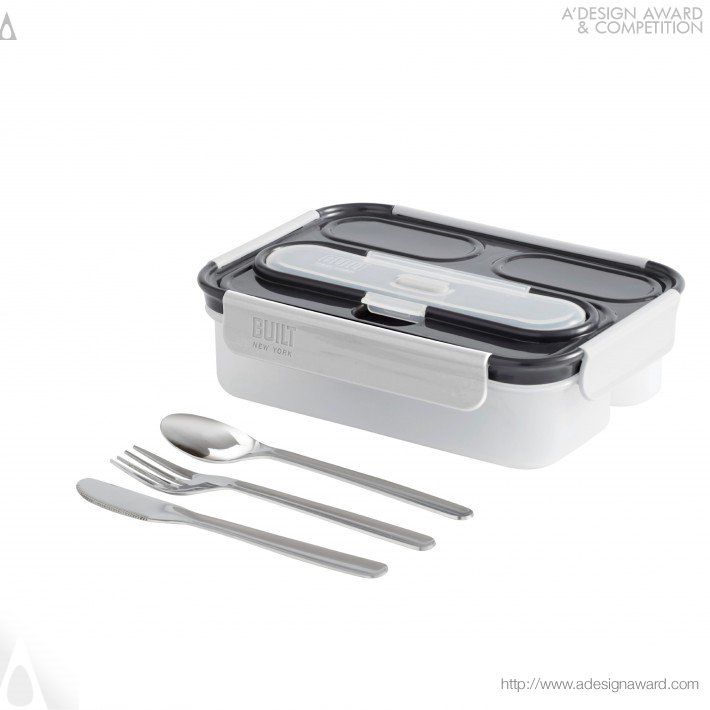 3 Compartment Gourmet Bento Lunch Container With Utensils by Built NY