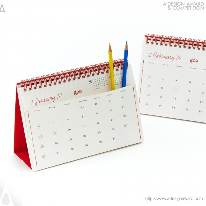 17th Goo Calendar “12 Pockets 2014” by Katsumi Tamura