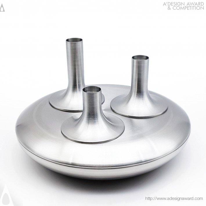 Utospace Stainless Steel Candleholder Set by Oi Lin Irene Yeung