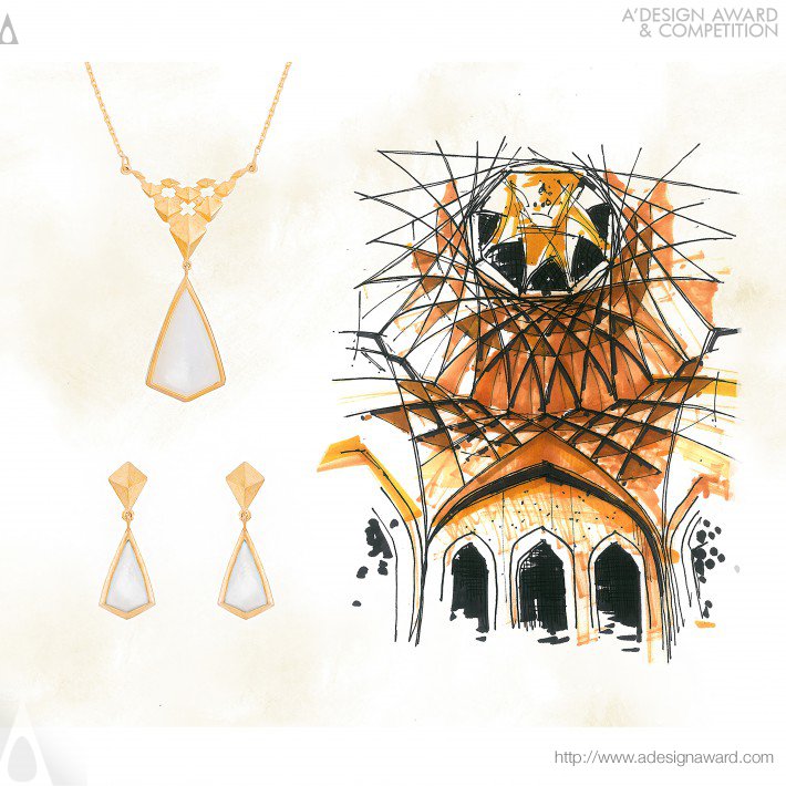 Dolatabad Garden Necklace and Earrings by Somayeh Kiara Kianpour