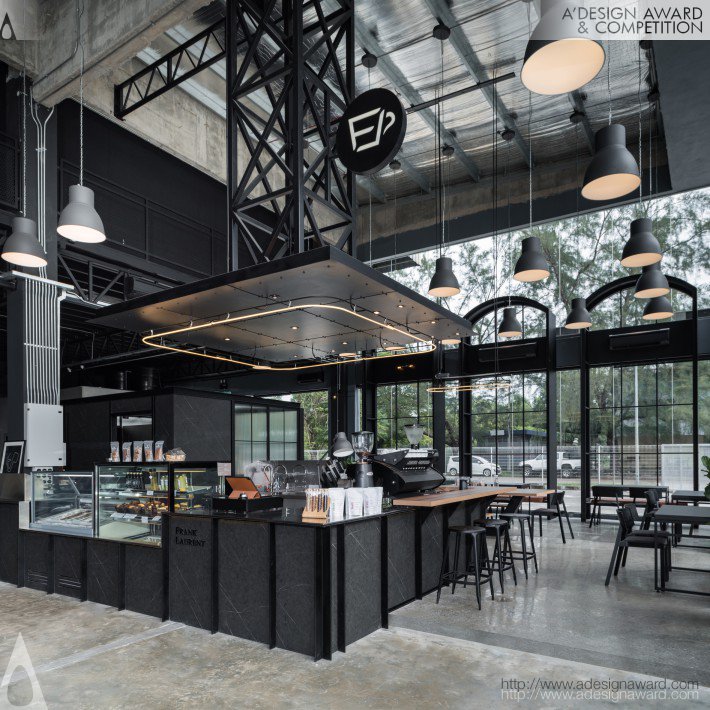 Industrial Dynamic Autocare Cafe by Chaos Design Studio