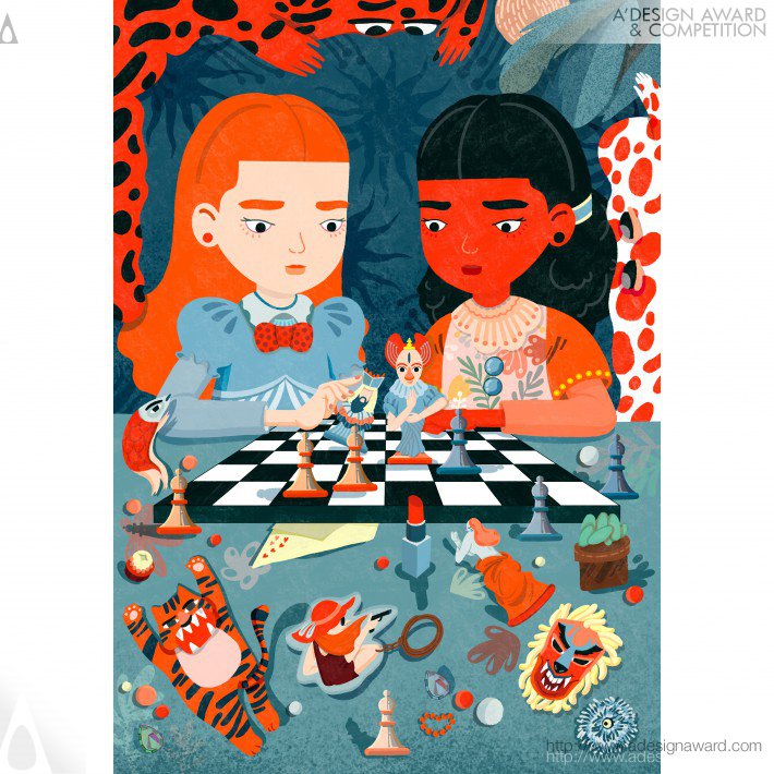 Girls With Chess Editorial Illustration by Mengyao GUO