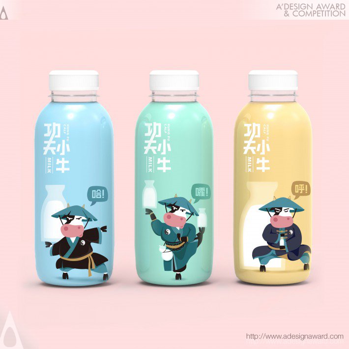 Kungfu Cow Milk Package Design by Zhou Jingkuan