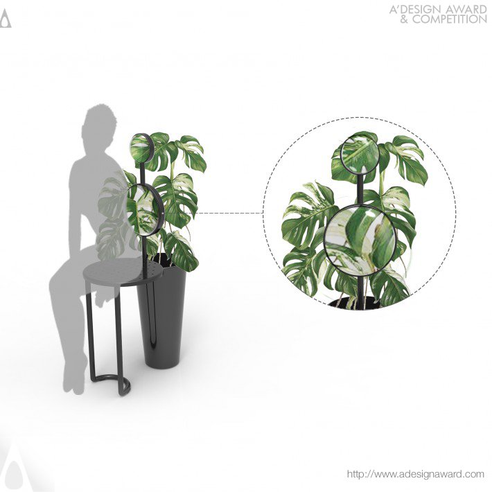 Sha Yang - Mirror Chair Chair With Magnifying Glass and Planter