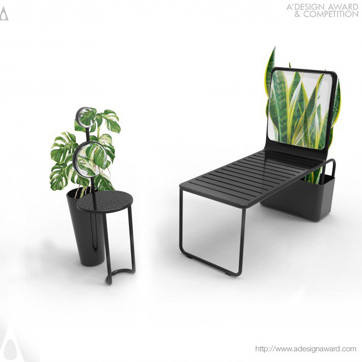 Mirror Chair Chair With Magnifying Glass and Planter by Sha Yang