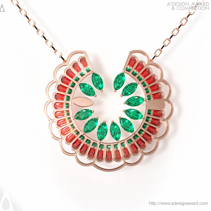 Lotus Date Recorder Pendant by Mana Khaloo