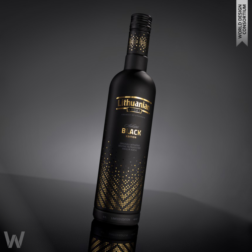 Lithuanian vodka Gold. Black Edition Bottle decor