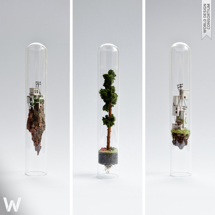 Micro Matter miniature sculptures in glass test tubes