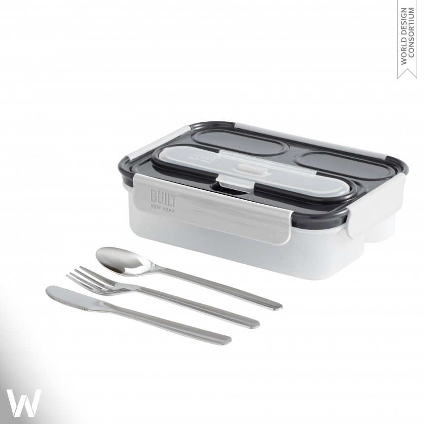 3 Compartment Gourmet Bento Lunch Container with utensils